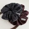 Scrunchie de Lã Retro com Bolinhas, Preguiçoso e Macio, Estilo Coreano, Elástico Versátil para Rabo de Cavalo e Coque