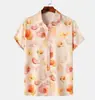 Camisa Masculina Europeia e Americana Transfronteiriça Nova Azul Havaiana Quente Venda 3D Estampa Digital Manga Curta