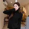 Suéter de Punto Versátil Estilo Coreano de Cuello Alto Suave y Mangas Largas para Mujer, Otoño e Invierno Ajustado con Diseño de Canalé, Suéter Grueso Relajado