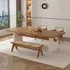 Mesa de jantar e cadeiras de madeira maciça nórdica estilo Wabi-sabi mesa de jantar retangular de tronco de árvore B&B restaurante sala de estar jantar e escrivaninha de estudo integrados