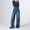 Jeans de pierna ancha para mujer con diseño vintage lavado de algodón Tencel, pantalones rectos holgados de cintura alta estilo americano para otoño e invierno 2026