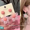 Pendientes de Borla de Flor Color Dopamina para Mujer, Pendientes Exagerados de Playa Estilo Festivo, Clips para Orejas sin Perforar