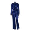 Roupas femininas estilo europeu e americano Primavera Nova Seda Gelada manga longa ombreira cadarço camisa calça terno casual feminino comércio exterior Atacado