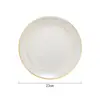 Plato Llano Occidental de Cerámica Doble Línea Dorada Dibujo Borde Dorado Plato Redondo Plato Creativo Plato para Bistec Plato para Pasta Plato para Desayuno