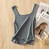 Roupas Zhengqite/Seda+Liocel! Regata de Tricô Quadrada Estilo Francês para Mulheres, Roupa de Baixo para o Verão