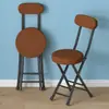 Silla Plegable Taburete Pequeño Uso en Casa Taburete Plegable Resistente Taburete Alto Taburete Sencillo con Respaldo Taburete Redondo Portátil