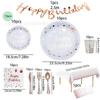 Pratos de Papel Descartáveis com Letras Douradas de Feliz Aniversário, Louça para Festa, Louça Dourada de Aniversário