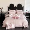 [Produtos Premium Xiangling] Casamento Romântico S100 100% Algodão Bordado de Borboleta Laço 3D Conjunto de Cama de Quatro Peças