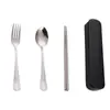 Juego de Cubiertos Portátil de Acero Inoxidable Cuchara Tenedor Palillos Juego de Tres Piezas Actividad Estudiantil Viaje Juego de Cubiertos Logo de Regalo