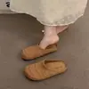 Chinelos de meio sapato femininos de verão, tecidos à mão, estilo nicho francês, vazados, respiráveis, bico fechado, para uso externo, estilo romano, com sola grossa