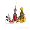 Nuevo producto transfronterizo: colgante navideño de perro y muñeco de nieve, regalo navideño, adornos colgantes planos de acrílico para coche.