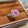 Moderna Bolso Anillo Princesa Sparkly de Lujo Ligero Corte Fuego Artificial Paraiba para Mujer Incrustado con Diamante de Alto Carbono y Anillo de Aguamarina