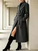 Transfronterizo europeo y americano 2026 Estación independiente de Amazon moda nueva para mujer abrigo elegante de color liso con solapa y corbata