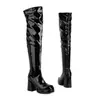 Botas Longas Outono e Inverno Novas Botas Longas Acima do Joelho Femininas Salto Super Alto Impermeável Mesa Vermelha Loja Noturna Zíper Lateral Botas de Cavaleiro Botas Femininas