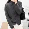 Estilo casual de principios de otoño, cuello medio alto, nuevo cárdigan de punto trenzado para mujer, abrigo suéter 2026, top holgado de alta gama