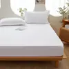 Sábana bajera impermeable de una sola capa de color sólido ajustada, sábana bajera de algodón lavable anti-manchas de una sola pieza, fabricante de sábana bajera ajustada de cobertura total amigable con la piel
