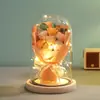 Grande Cúpula de Vidro Luminosa Luz Noturna Flor de Sabão Flor Rosa Buquê de Flores Artificiais Dia dos Namorados Aniversário Presente Transfronteiriço