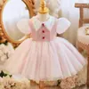 Vestido de Primeira Festa de Aniversário para Menina, Vestido Princesa com Tema de Primavera para Bebês, Vestido Elegante de Manga Longa de Alta Qualidade para Dama de Honra/Anfitriã