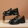 Mocasines de Cuero de Vaca Grueso Tejidos a Mano de Alta Calidad de Guangzhou para Mujer, Nuevos Zapatos Versátiles de Piel Genuina con Punta Redonda para el Trabajo