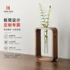 Madera Maciza Flor Adornos Florales Jarrón de Vidrio Nogal Negro Adornos de Jarrón Pequeño Contenedor para Plantas Hidropónicas de Interior Adornos Florales para Sala de Estar