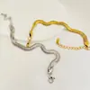 Acero de titanio acero inoxidable collar pulsera de cadena plana de serpiente moda europea y americana cadena plana de serpiente lisa collar de hip hop para hombres y mujeres