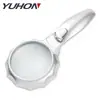 Lente de gafas de lectura HD de 75 mm con seis luces LED, forma de paraguas, encaje, de mano, para ancianos, lupa de 4x