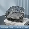 Plato de Fruta de Plástico con Borde Dorado y Diseño de Diamantes para Uso Doméstico, Plato de Bocadillos Multicolor para Sala de Estar, Hotel, Restaurante y Exhibición en Puesto