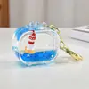 Llavero de botella de arena movediza acrílica, faro de vela, aceite azul en botella de arena movediza, adornos de escritorio, accesorios para bolso, regalo