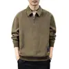 Nueva colección de primavera: sudadera de peso pesado con cuello para hombre, top de punto retro de manga larga con media cremallera, tendencia primavera/otoño 2026