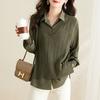 Camisa Feminina de Manga Comprida Falsa Duas Peças Tops 2023 Nova Solta Casual Slim Versátil Chic Estilo Ocidental Linda Camisa Pequena