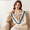 Nuevo Pañuelo de Seda Transfronterizo de Comercio Exterior, Pañuelo de Atmósfera Estilo Coreano, Pañuelo Cuadrado Ligero Estampado para Primavera y Verano, Accesorio para la Cabeza