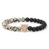 Pulsera transfronteriza nueva micro-incrustada cabeza de leopardo piedra volcánica aromaterapia con aceites esenciales pulsera para hombre pulsera elástica joyería al por mayor