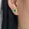 Pendientes RAKOL de moda retro ligeros de lujo con circonita esmeralda cuadrada para mujer, pequeños y exquisitos