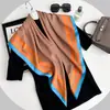 Nuevo Chal Multifuncional con Protección Solar Estampado de Diseñador de Moda Bufanda Cuadrada de 90 cm Sarga de Seda Artificial Bufanda de Seda Versátil para Mujer