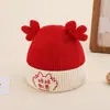 Gorro para Bebé Gorro para Bebé Forrado Bebé Rojo Dragón Festivo Gorro Tejido para Bebé Cálido Gorro de Año Nuevo Primavera y Otoño