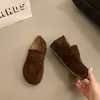Mocassins Femininos Retrô Sola Grossa Aumento Oculto de Altura Bonitos Deslizantes de Dois Passos Sapatos Rad Single Usar Outono Mules Cor de Camelo Petite