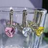 KYZC Anillo Europeo y Americano Micro-incrustado en Forma de Corazón Diamante Rosa Set de Anillo de Compromiso Anillo