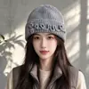 Chapéu de Tricô Dopamina Estilo Coreano Novo Feminino Outono/Inverno Versátil Afina o Rosto Quente Antifrio Grande Circunferência da Cabeça Chapéu de Lã
