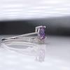 Anillo de Amatista Natural Plata 925 Incrustado Anillo de Cristal para Mujer Amatista Joyería de Moda