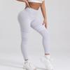 Calças de Yoga Listradas com Cintura V Europeia e Americana, Leggings Outdoor Femininas de Cintura Alta para Levantar o Quadril, Secagem Rápida, Calças Esportivas de Fitness para Corrida