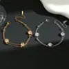 Pulsera Popular Transfronteriza de Moda Europea y Americana de Acero de Titanio Doble Capa Romana, Lujo Ligero, Accesorios Versátiles y Elegantes de Acero Inoxidable Que No Se Desvanecen