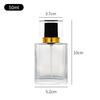 Frasco de perfume de vidro quadrado de 50 ml Frasco de spray de imprensa Amostra cosmética Emulsão de perfume Frasco vazio de vidro de fundo grosso