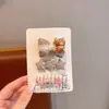 Tecido cor de café desenho animado presilha de cabelo infantil laço xadrez pérola presilha de tecido totalmente revestida presilha para franja de bebê sem danificar