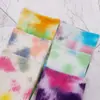 Kuluo Jin Estilo Ins Moda Trendy Calcetines de Algodón Puro Coloridos Tie-Dye Color Arcoíris Leggings de Tiburón Calcetines Casuales