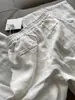 Temperamento Bono Loco con Slack Protector Solar Lino Blanco Drapeado Perezoso Cintura Alta Pantalones Pierna Ancha