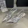 Zapatos de tacón alto de color liso con punta para mujer para combinar con faldas, nuevo estilo de verano 2026, sandalias de tacón de aguja sin espalda con lazo