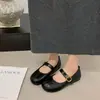 Nuevos Zapatos de Cuero de Tacón Bajo Vintage Otoño 2026, Zapatos Mary Jane de Piel Dividida 'Pata de Cerdo', Zapatos de Correa Simple Planos y Bajos