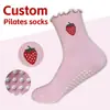 Calcetines de Yoga para Mujer, Calcetines de Media Pantorrilla con Bordado de Encaje, Diseño de Frutas, Calcetines Deportivos Profesionales Antideslizantes para Pilates, Fitness, Suelo, Transfronterizo