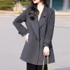 Casaco de Lã com Lapela Feminino Comprimento Médio Outono Inverno Gola de Terno Estilo Hepburn Casaco de Lã Dupla Face Casaco de Lã Feminino