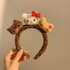 Faixa de Cabelo de Pelúcia para Lavar o Rosto e Maquiagem, Orelhas de Gato e Urso Fofas de Desenho Animado, Acessórios de Cabelo Femininos de Desenho Animado com Estampa de Leopardo, Novos Acessórios de Cabeça